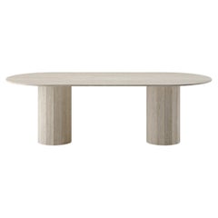 Custom Ashby Oval Dining Table in Honed Travertine 42" x 69"