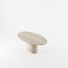 Tavolo da pranzo ovale Ashby personalizzato (base ovale singola) in travertino rosso 6ft