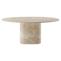Custom Ashby Oval Dining Table (single oval base) in Red Travertine