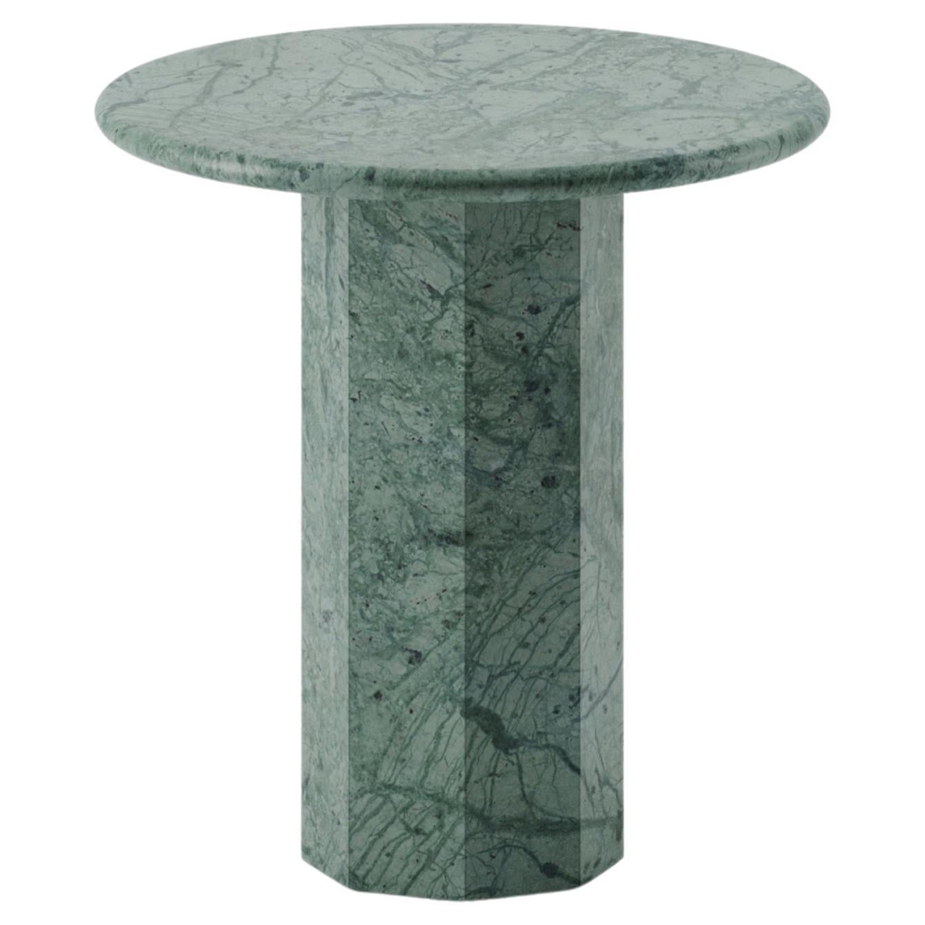 Tavolino rotondo Ashby personalizzato realizzato a mano in marmo Verde Guatemala levigato 30x30