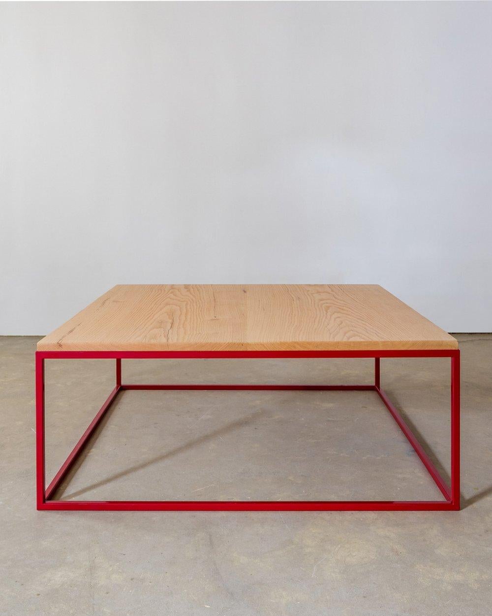 Custom Antony Todd White Oak and Powder-Coated Steel Coffee Table. Sustainably made from 2
