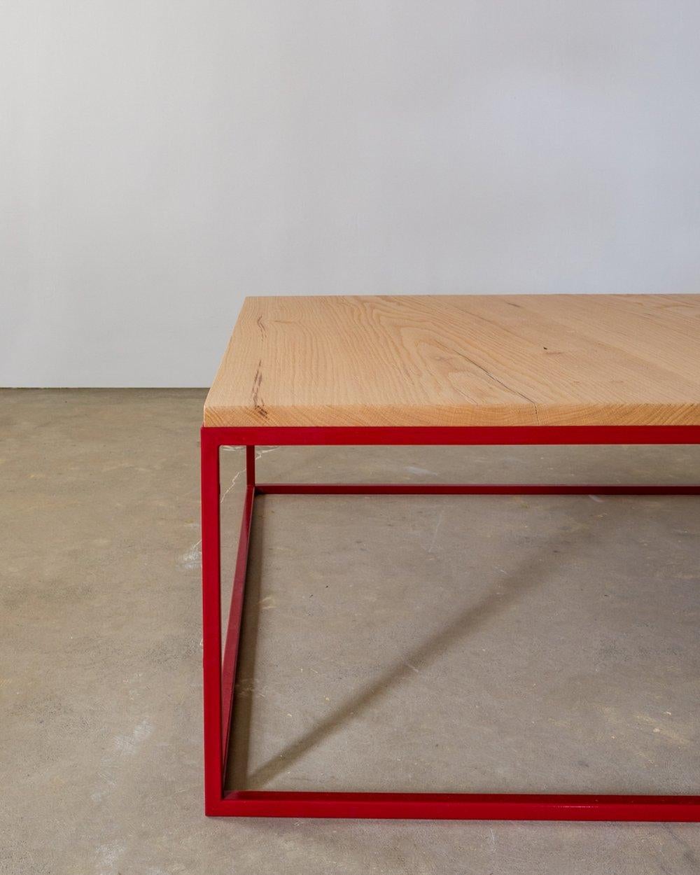 Mid-Century Modern Custom AT White Oak and Steel  Coffee Table For Sale