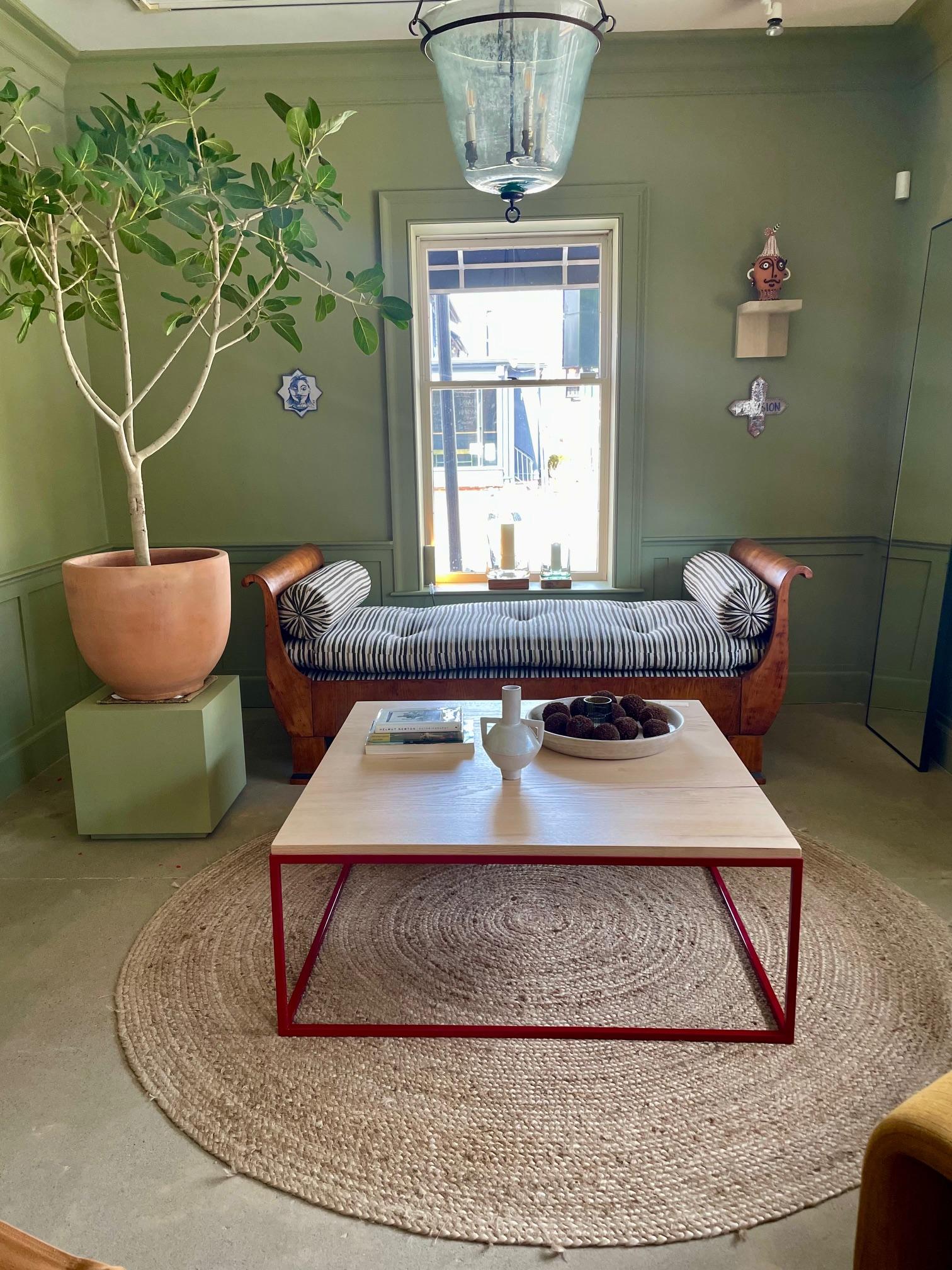 American Custom AT White Oak and Steel  Coffee Table For Sale