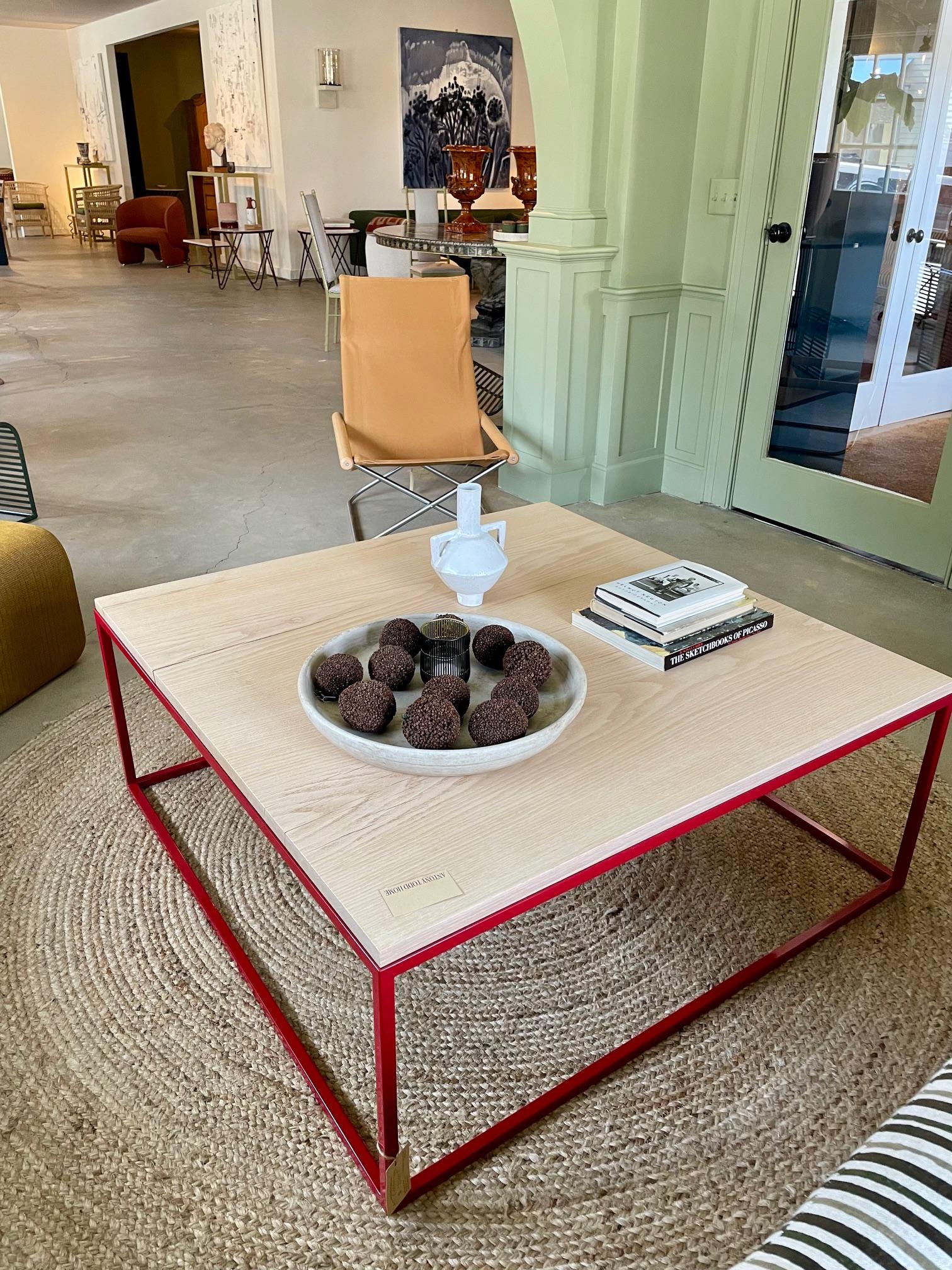 Powder-Coated Custom AT White Oak and Steel  Coffee Table For Sale