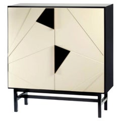 Custom Bar Cabinet Jazz Lacquered Wood and Black Handles