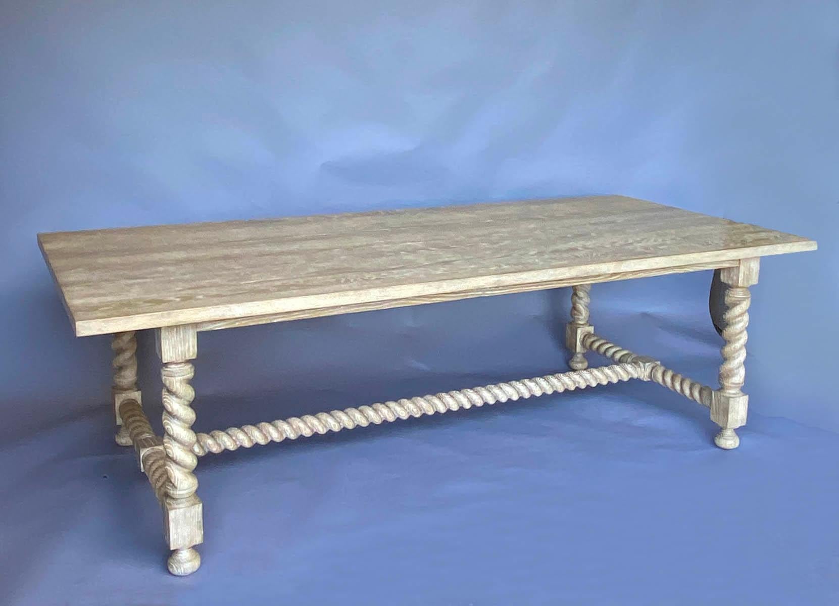 Dos Gallos custom barley twist table seen here in oak with custom finish. Can be made in any size in a variety of finishes. As shown 96 x 44 x 30. All our custom pieces are bench made and hand finished in Los Angeles by Dos Gallos Studio.
PRICES ARE