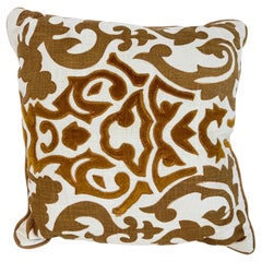 Custom Baroque Moorish Silk Velvet Appliqué Throw Pillow, India, 1980