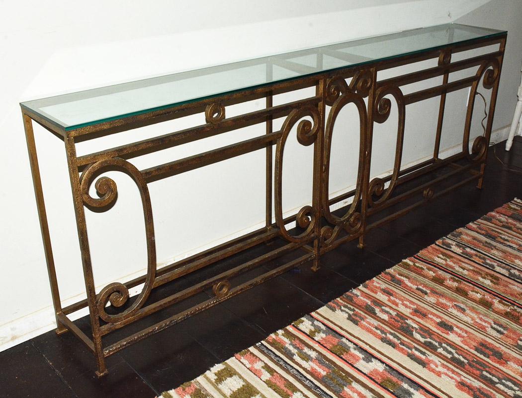 Baroque Revival Custom Baroque-Style Wrought Iron Console Table or Server Base