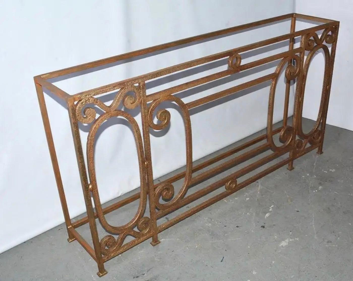 Custom Baroque-Style Wrought Iron Console Table or Server Base In Good Condition For Sale In Sheffield, MA