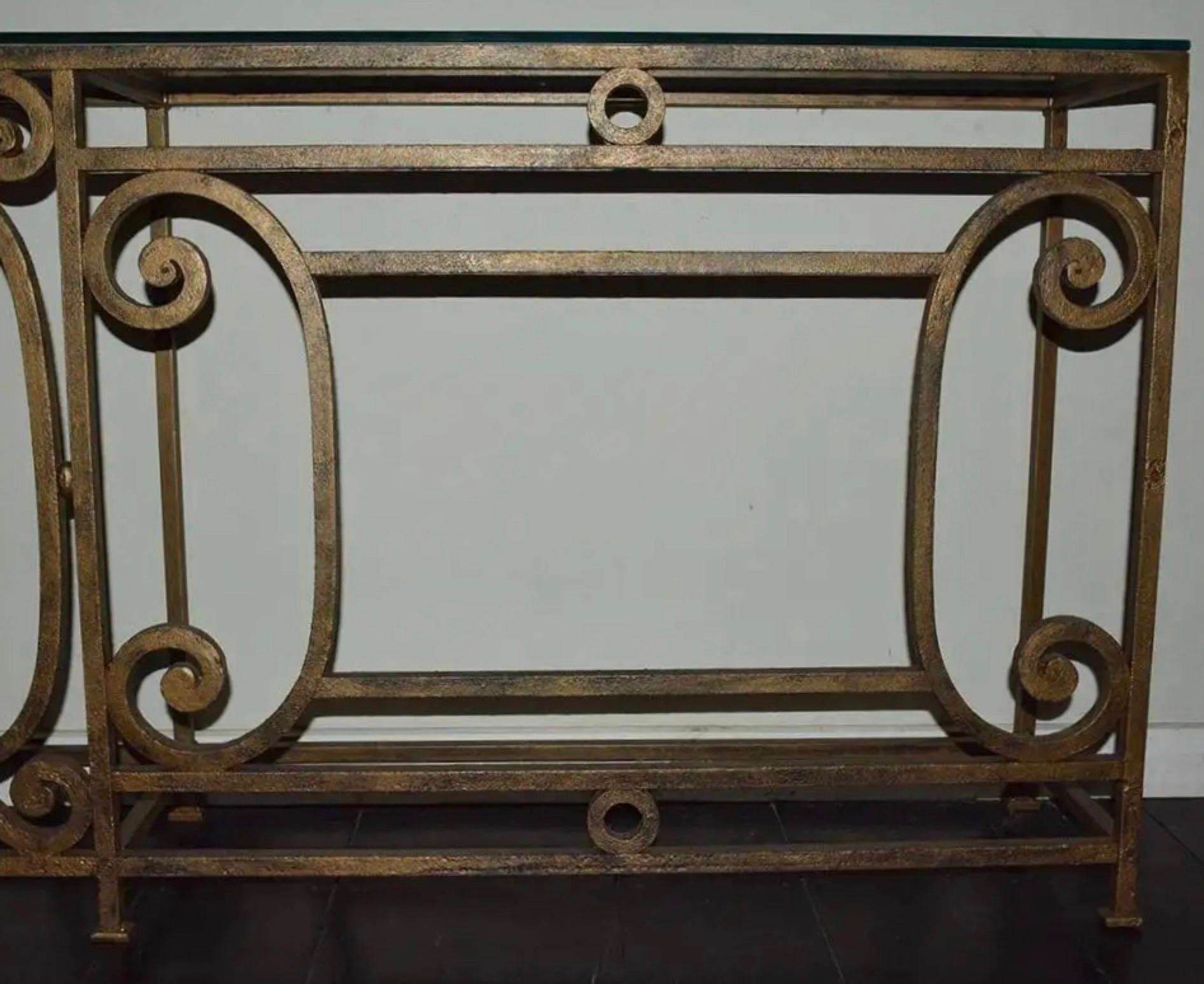 North American Custom Baroque-Style Wrought Iron Console Table or Server Base For Sale