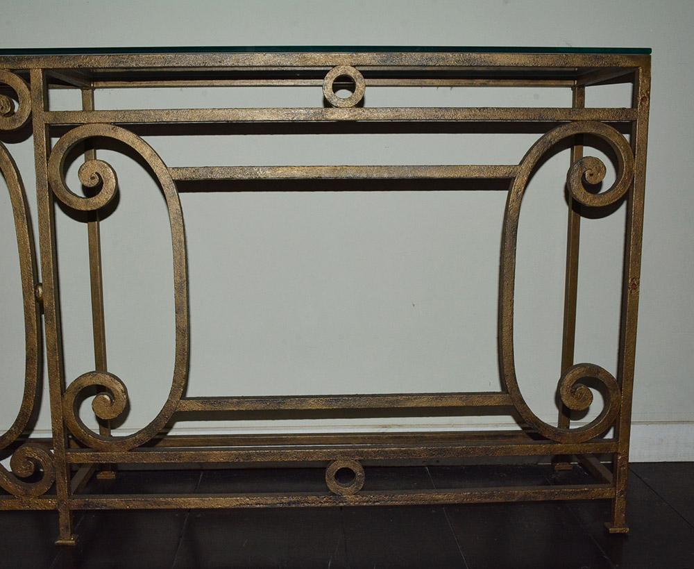 Custom Baroque-Style Wrought Iron Console Table or Server Base In Good Condition In Sheffield, MA