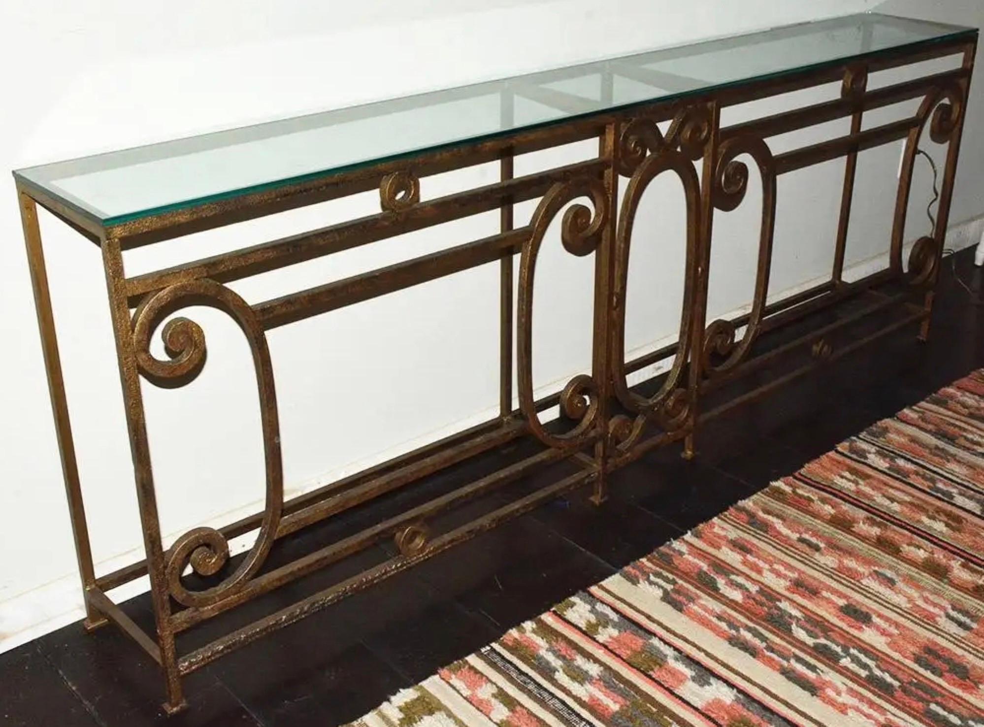Custom Baroque-Style Wrought Iron Console Table or Server Base For Sale 1
