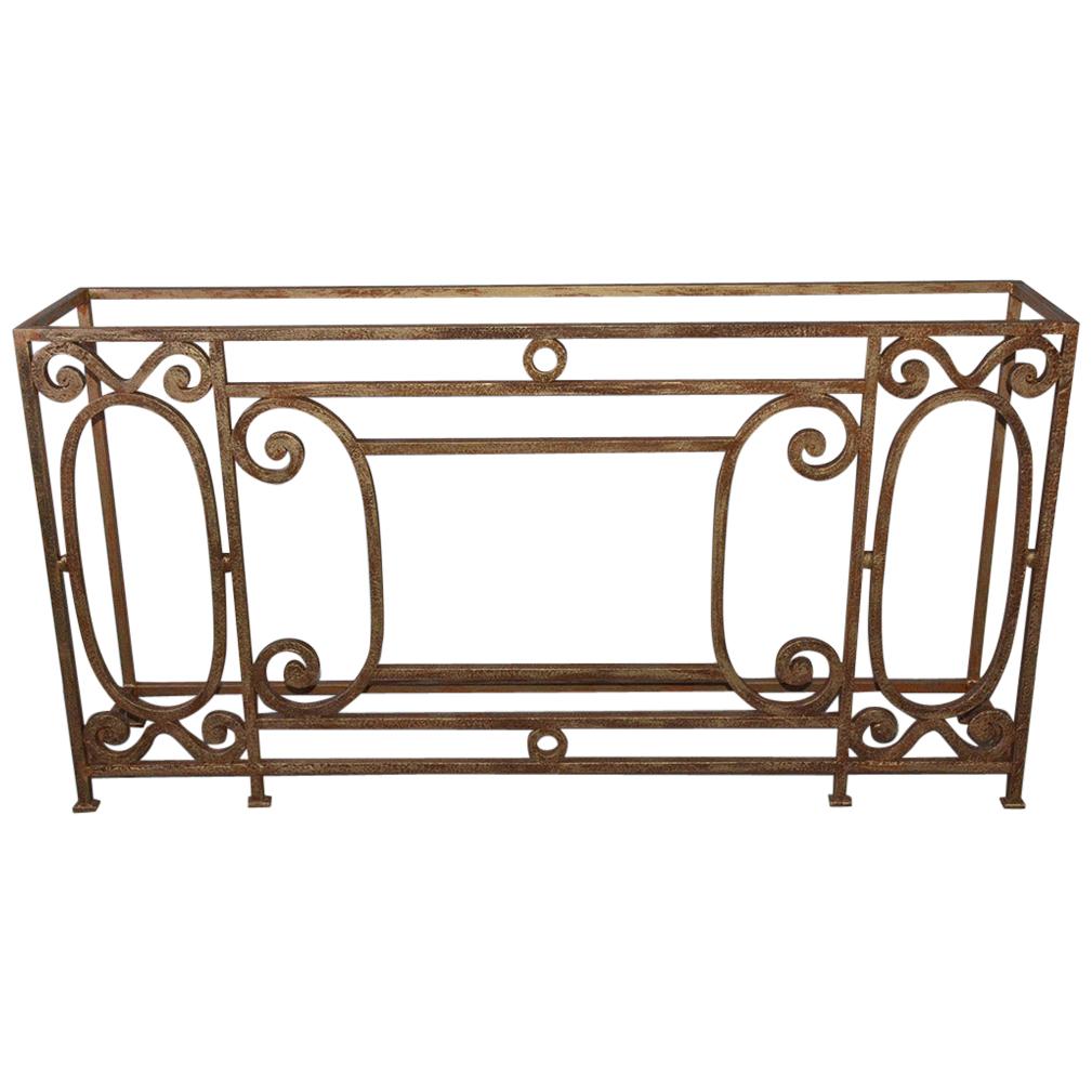 Custom Baroque-Style Wrought Iron Console Table or Server Base