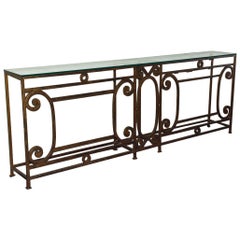 Custom Baroque-Style Wrought Iron Console Table or Server Base