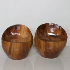 Custom Barrel Tub Chairs Solid Wood Exotic Parota Organic Style of Don Shoemaker
