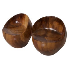 Custom Barrel Tub Chairs Solid Wood Exotic Parota Organic Style of Don Shoemaker