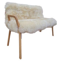 Custom Beechwood Hall Bench Settee/Sofa Newly Upholstered in Icelandic Sheepskin