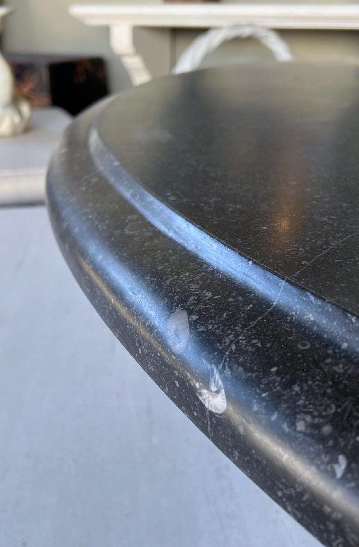 Contemporary Custom Belgian Belgian Bluestone Round Dining/Center Table with Baluster Base For Sale