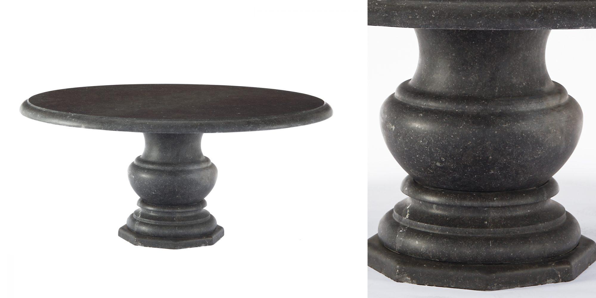 Stone Custom Belgian Belgian Bluestone Round Dining/Center Table with Baluster-Form B For Sale