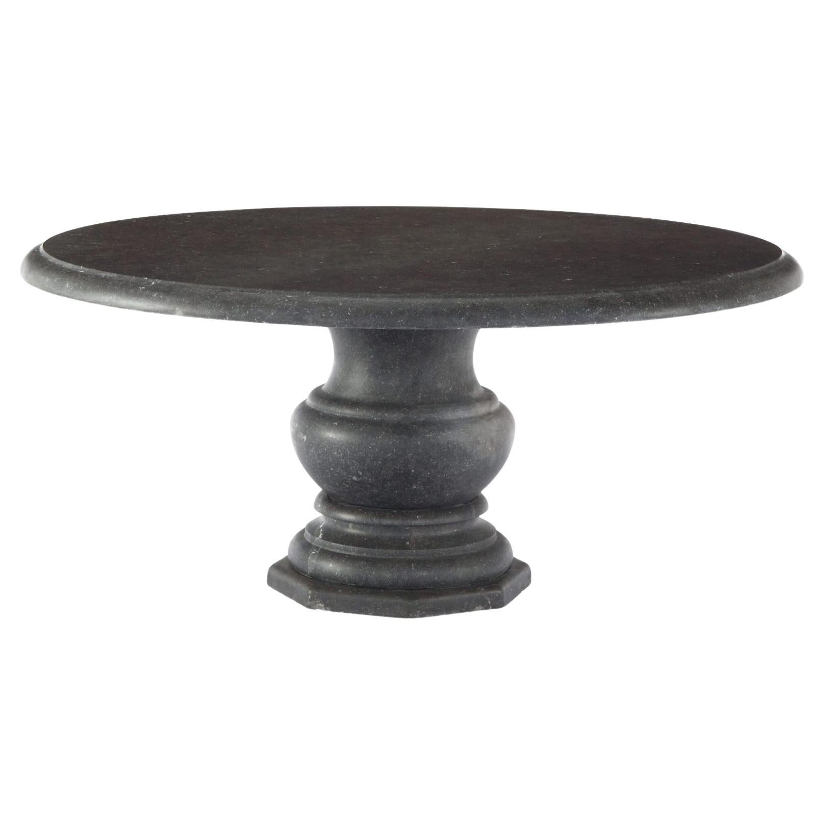 Custom Belgian Belgian Bluestone Round Dining/Center Table with Baluster-Form B For Sale