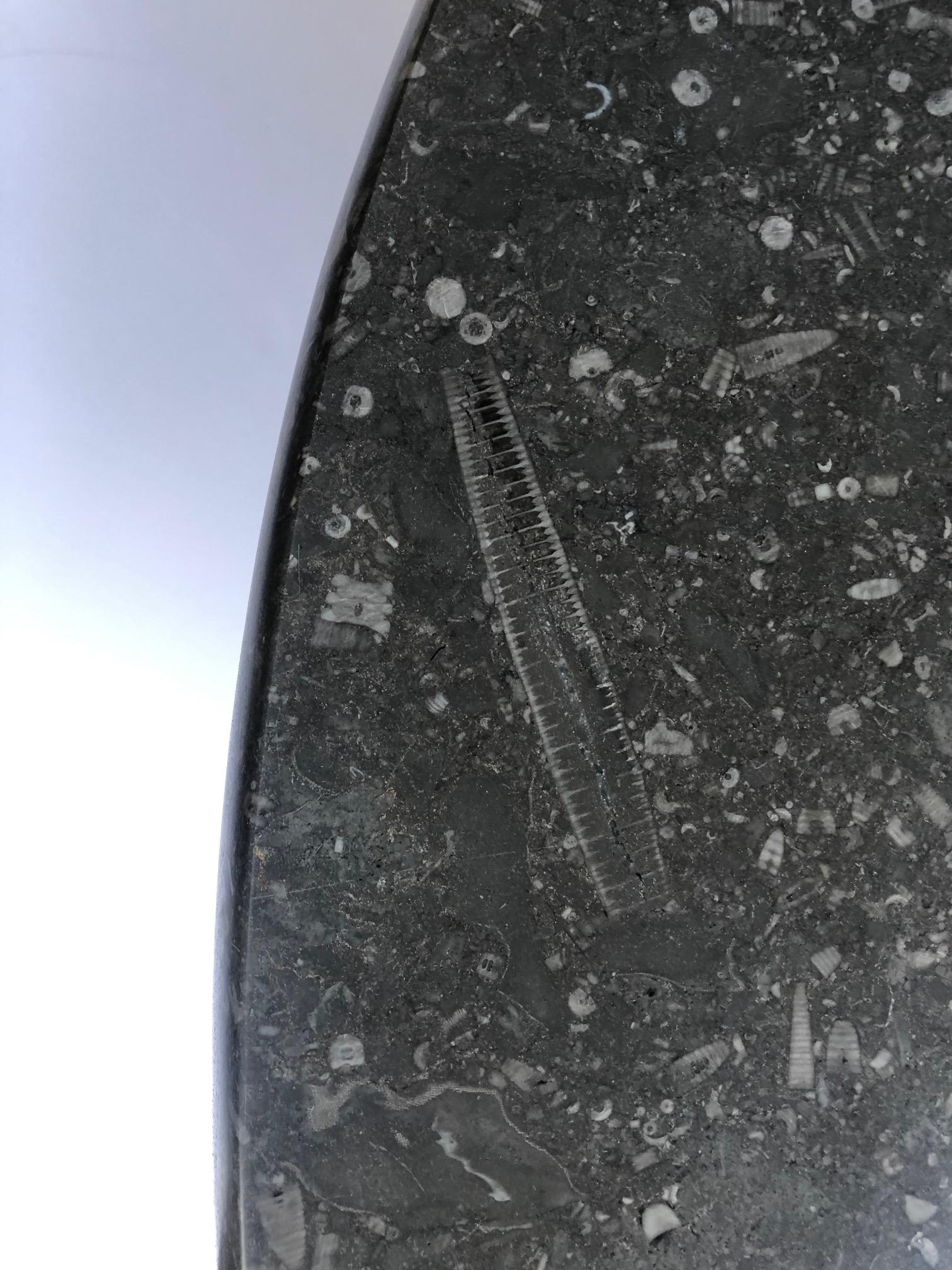 Custom Belgian Bluestone Round Dining/Center Table with Barrel-form Base In New Condition For Sale In San Francisco, CA