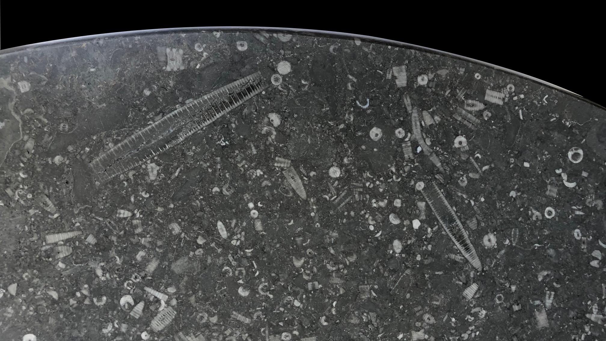 Contemporary Custom Belgian Bluestone Round Dining/Center Table with Barrel-form Base For Sale