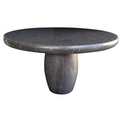 Custom Belgian Bluestone Round Dining/Center Table with Barrel-form Base