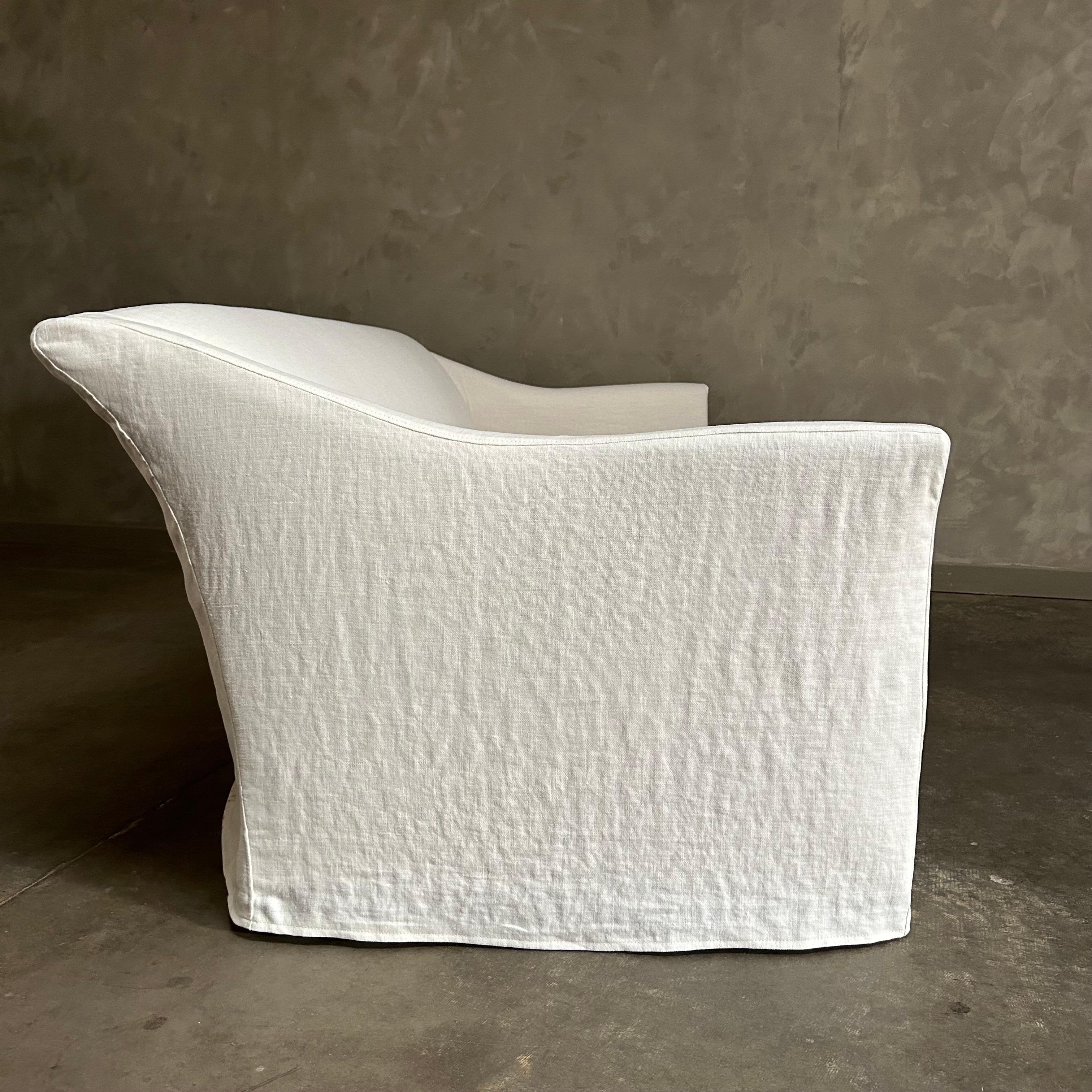 Custom Belgian Linen Slip Covered Sofa  For Sale 6