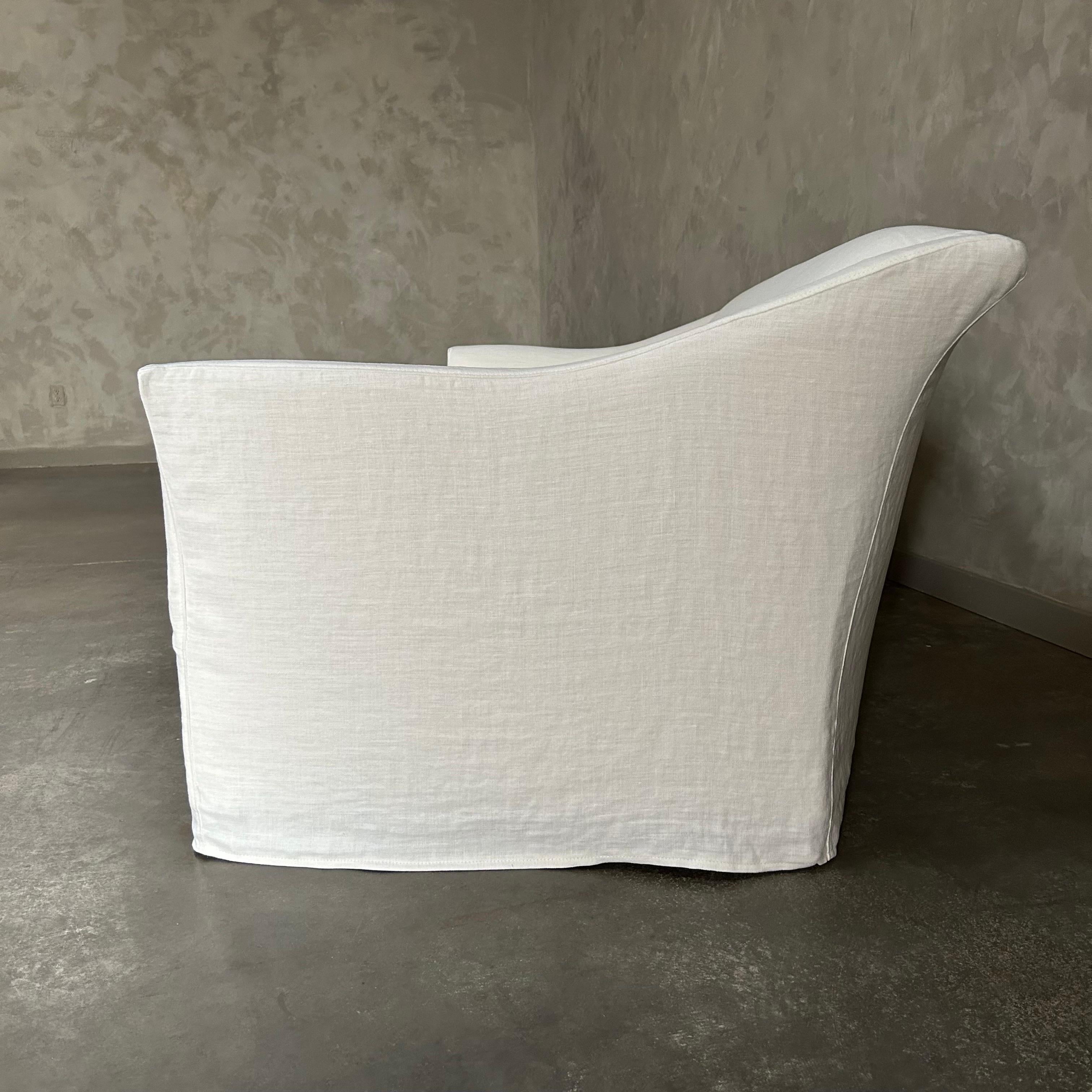Custom Belgian Linen Slip Covered Sofa  For Sale 3
