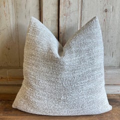 Custom Belgian Woven Linen Accent Pillow in Oatmeal