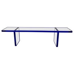 Custom Bench in Deep Blue and Clear Lucite by Cain Modern