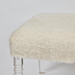 Custom Bench Newly Upholstered in a Wool / Alpaca Fabric, Italy with Lucite Legs