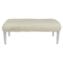 Custom Bench Newly Upholstered in a Wool / Alpaca Fabric, Italy with Lucite Legs