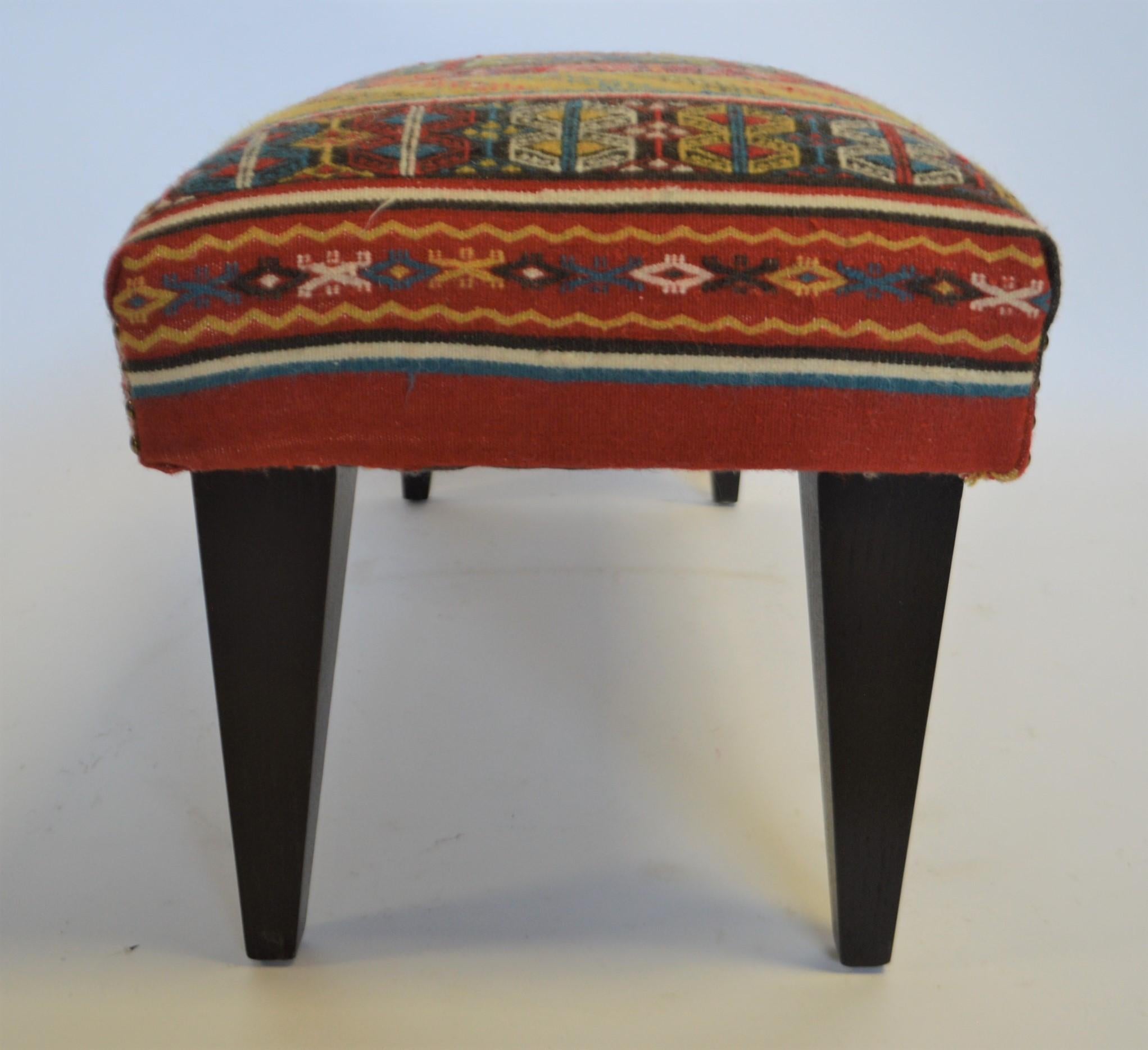 Custom Bench Upholstered with a Vintage Peruvian Rug In Excellent Condition For Sale In Oakville, ON