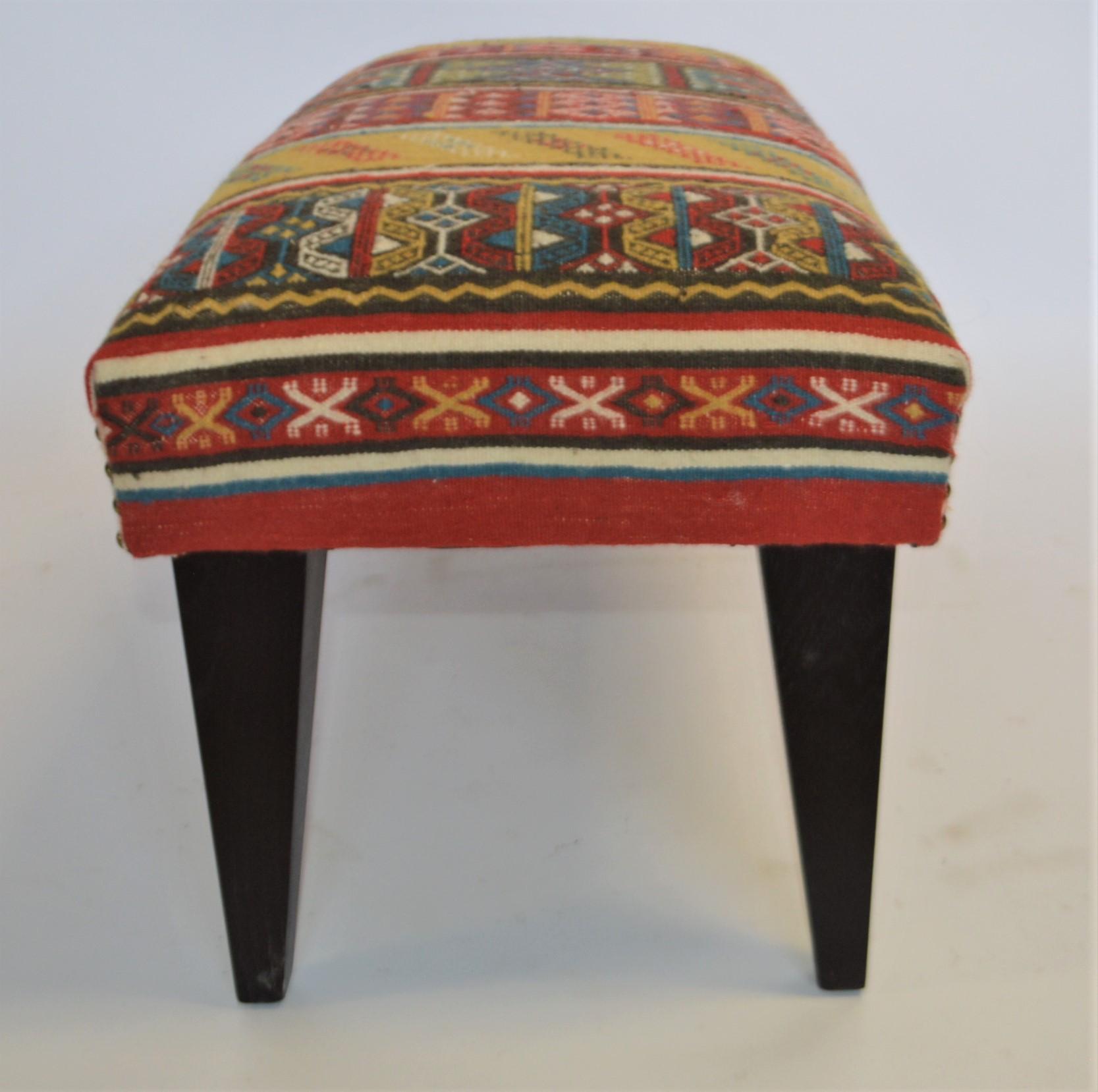 Custom Bench Upholstered with a Vintage Peruvian Rug In Excellent Condition For Sale In Oakville, ON