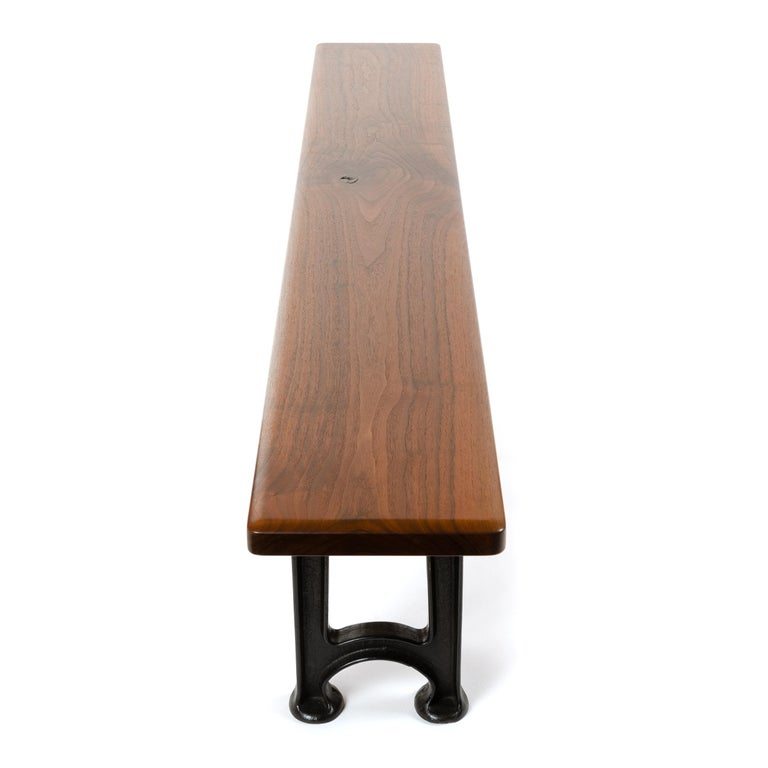 Wyeth Custom Solid Walnut Bench With Cast Iron Legs For Sale At