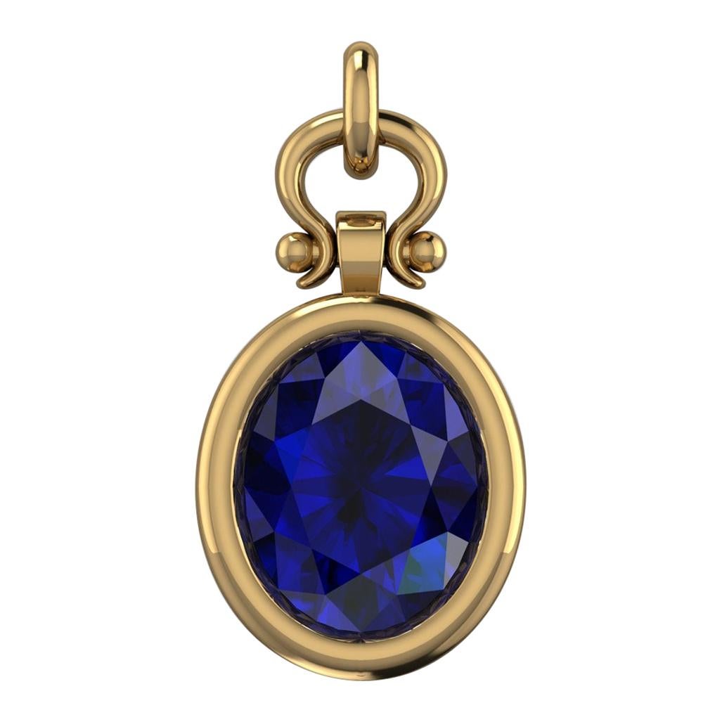 Berberyn Certified 3.08 Carat Oval Blue Sapphire Custom Pendant Necklace in 18k For Sale