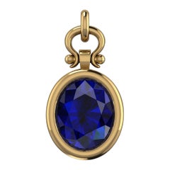 Berberyn Collier pendentif personnalisé en or 18 carats avec saphir bleu ovale certifié de 3,08 carats
