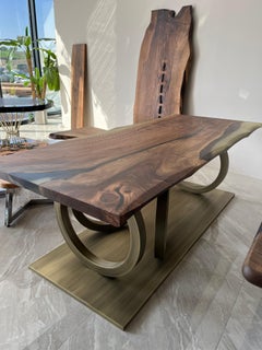 Custom Black Walnut Epoxy Resin Wooden Dining Table
