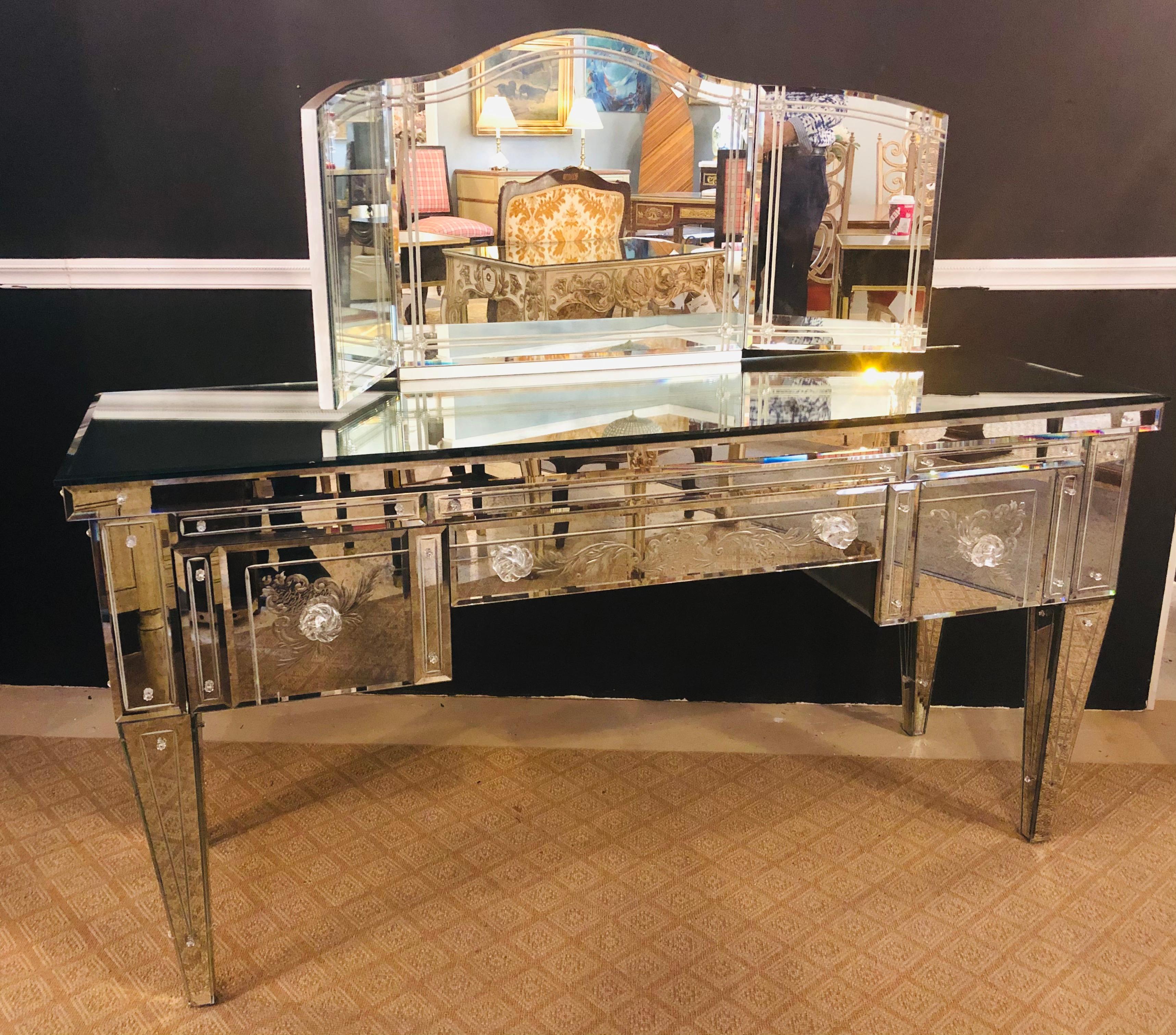 glass mirror desk