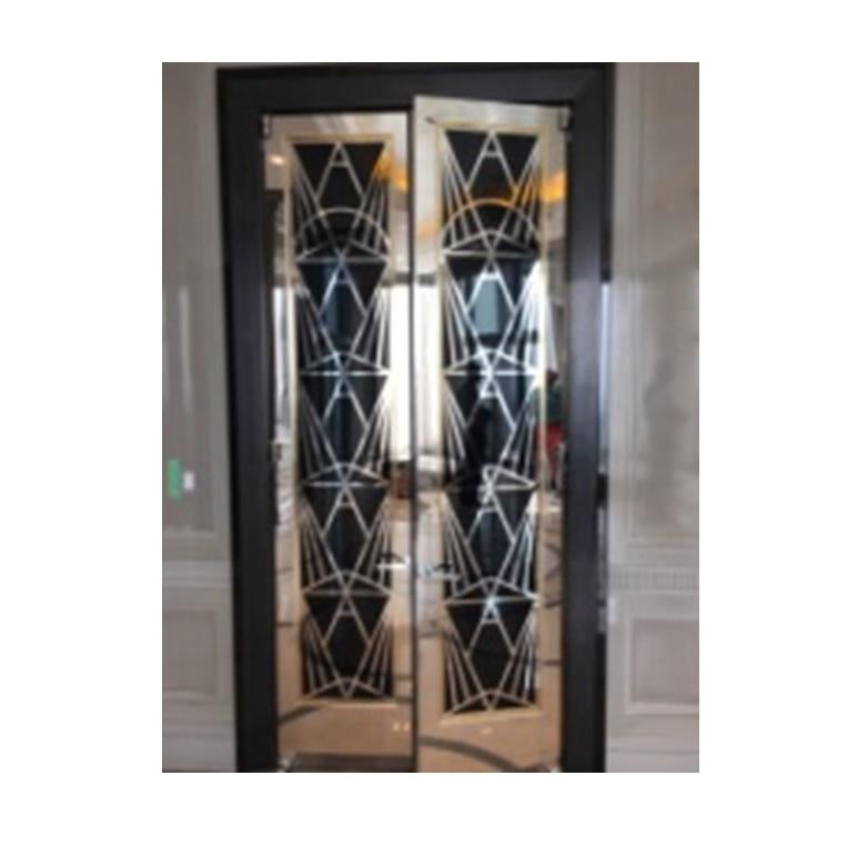 European Art Deco-Style, One of A Kind, Black and Chrome Doors For Sale