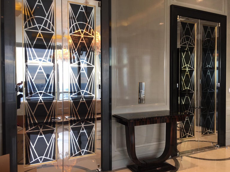 Art Deco-Style, One of A Kind, Black and Chrome Doors For ...