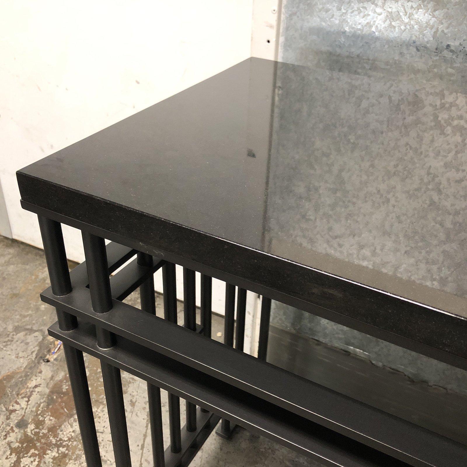 Custom Black Iron and Stone Top Credenza For Sale 5