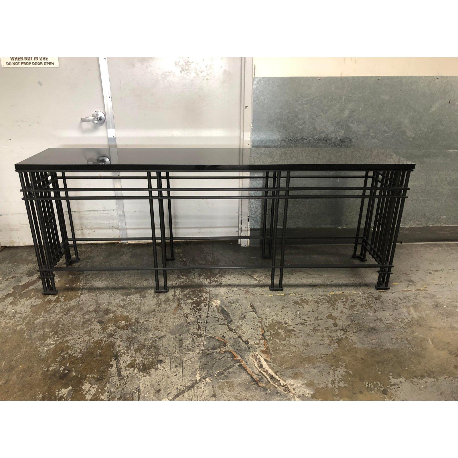 Custom Black Iron and Stone Top Credenza For Sale 1