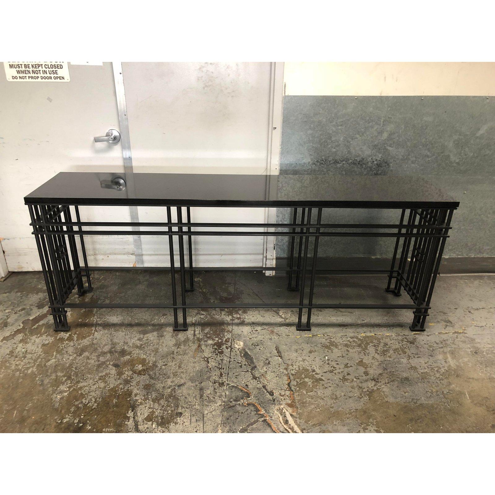 Custom Black Iron and Stone Top Credenza For Sale 3