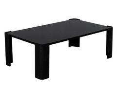 Custom Black Lacquered Cerused Oak Coffee Table