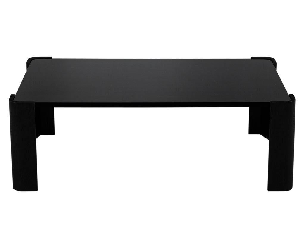 Modern Custom Black Lacquered Cerused Oak Coffee Table