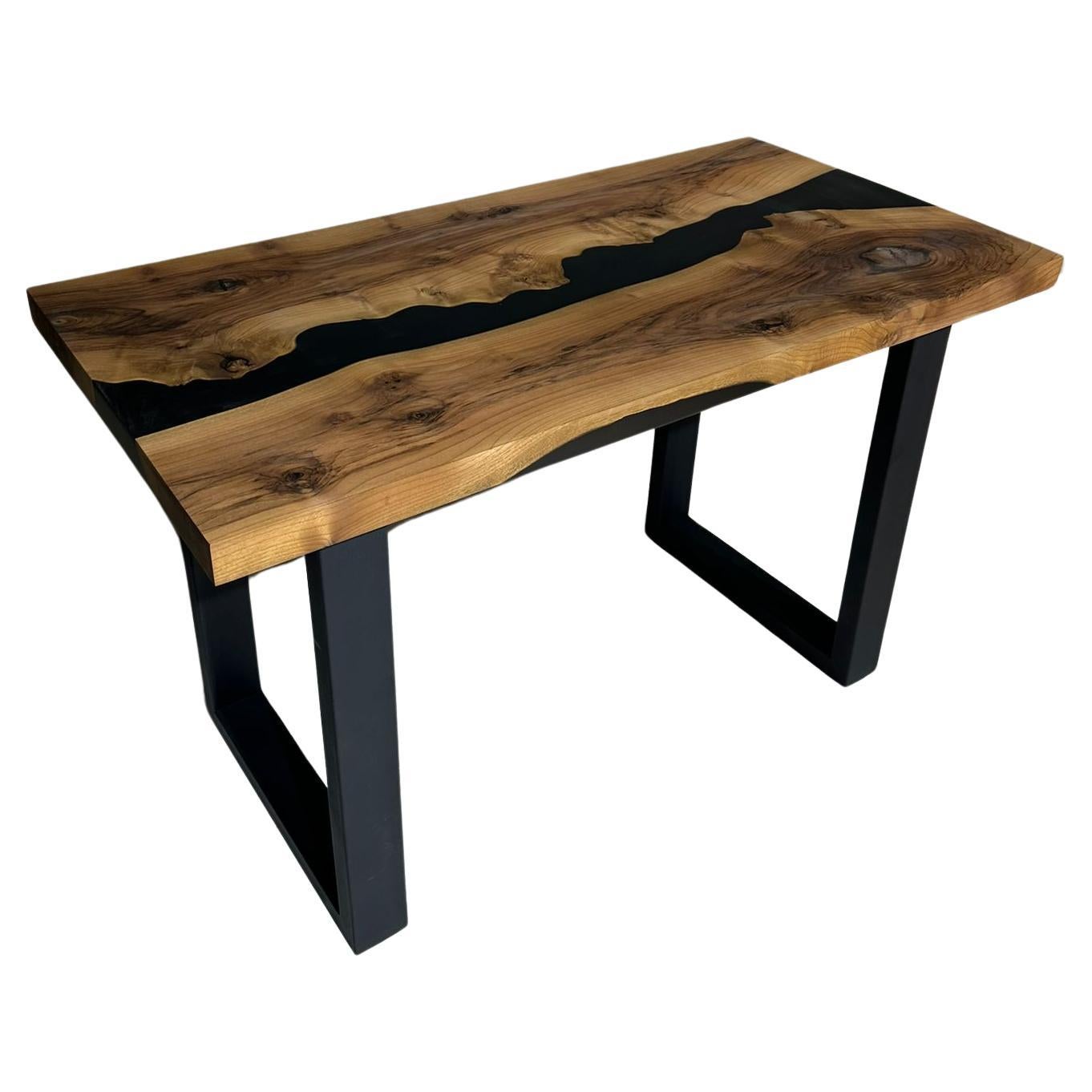 Custom Black Walnut Epoxy Resin Modern Wood Dining Table For Sale