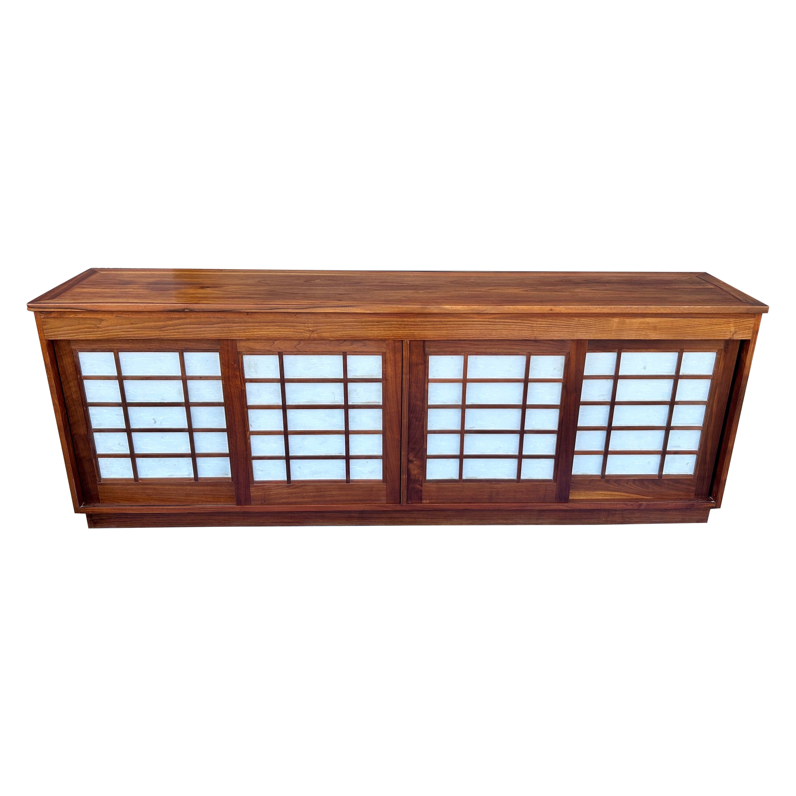 Custom Black Walnut Sideboard with Shoji Doors For Sale