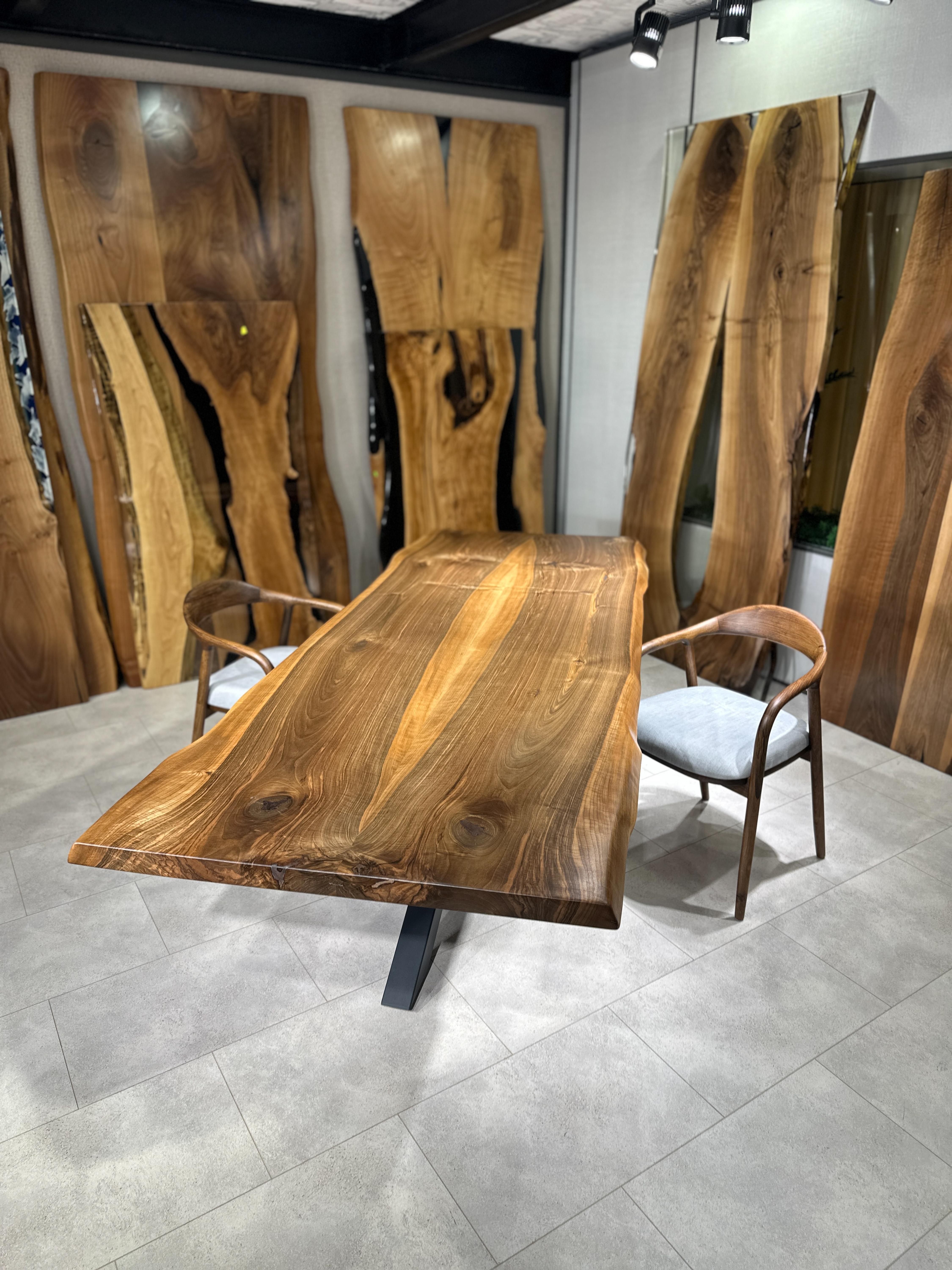 Arts and Crafts Custom Black Walnut Solid Wood Dining Table For Sale